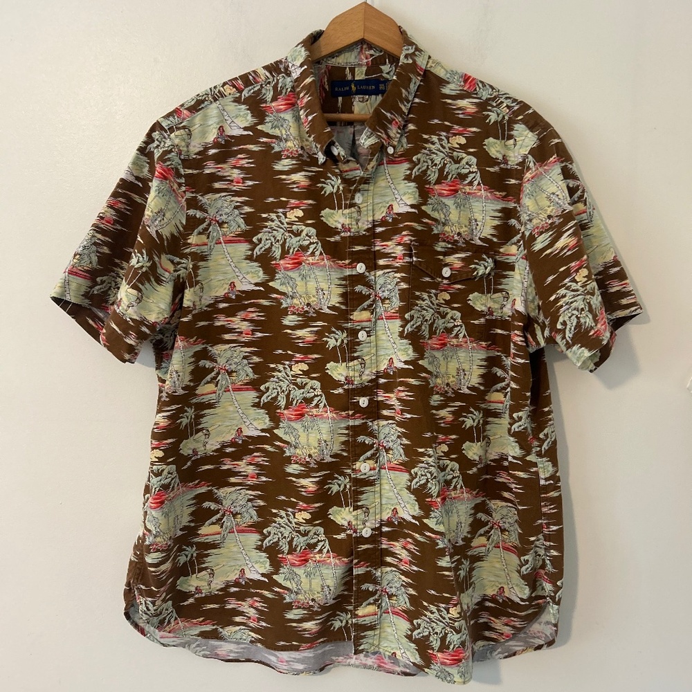 Polo Ralph Lauren Hawaiian Shirt Men's Size XXL Cotton Surfer Luau Hulu Girl